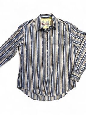 Robert Graham men's Striped Long-Sleeve Button-Up Shirt - Large